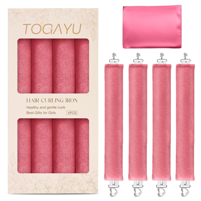 Togayu Heatless Curls Overnight Set - Jumbo Overnight Hair Curlers to Sleep In, Soft Velvet Hair Rollers for Women, No Damage Curls Styling Tools 4pcs - Image 1